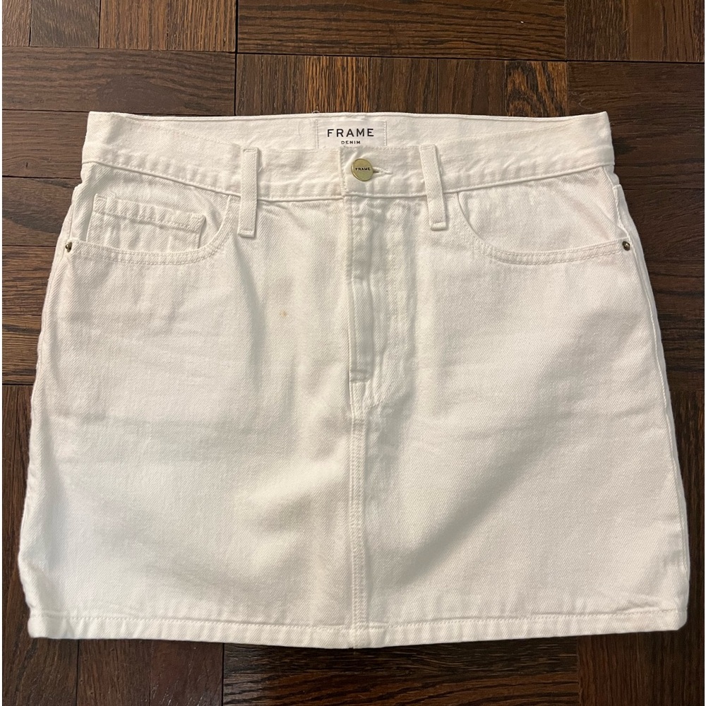 Frame Denim mini white skirt